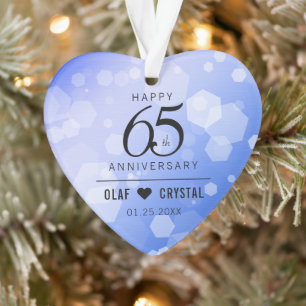 Elegant 65th Blue Sapphire Wedding Anniversary Ornament