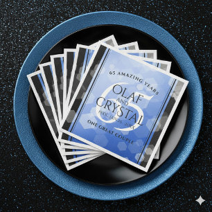 Elegant 65th Blue Sapphire Wedding Anniversary Paper Dinner Napkins