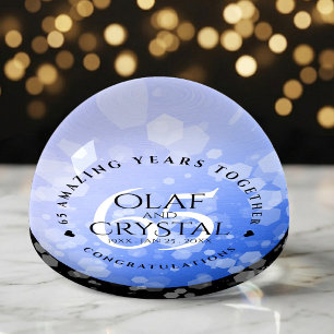 Elegant 65th Blue Sapphire Wedding Anniversary Paperweight
