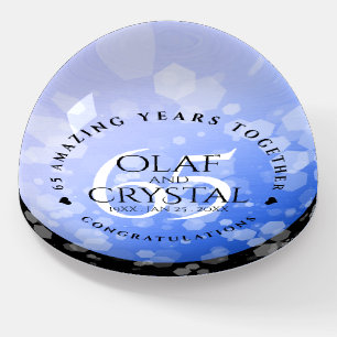 Elegant 65th Blue Sapphire Wedding Anniversary Paperweight