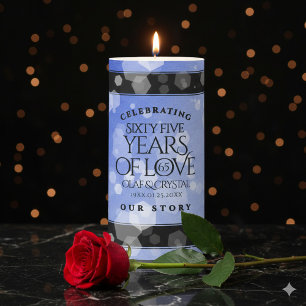 Elegant 65th Blue Sapphire Wedding Anniversary Pillar Candle