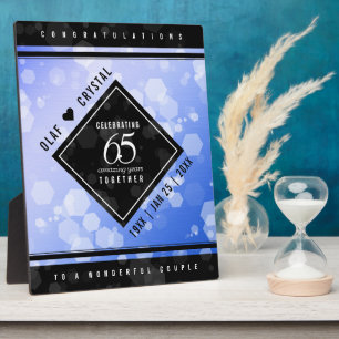 Elegant 65th Blue Sapphire Wedding Anniversary Plaque