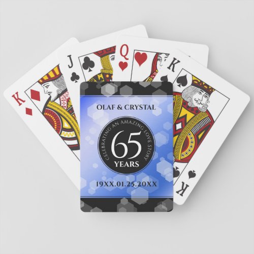 Elegant 65th Blue Sapphire Wedding Anniversary Playing Cards