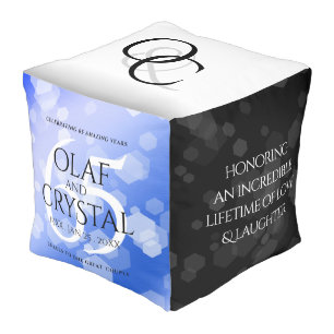 Elegant 65th Blue Sapphire Wedding Anniversary Pouf