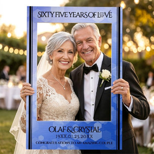 Elegant 65th Blue Sapphire Wedding Anniversary Selfie Frame