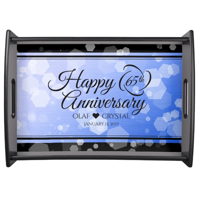 Elegant 65th Blue Sapphire Wedding Anniversary Serving Tray (Front)