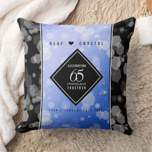 Elegant 65th Blue Sapphire Wedding Anniversary Throw Pillow