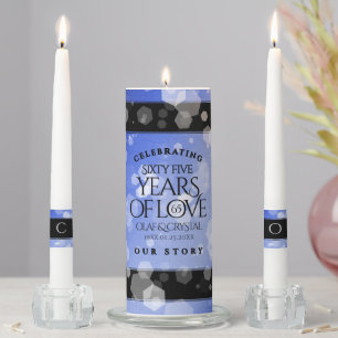 Elegant 65th Blue Sapphire Wedding Anniversary Unity Candle Set