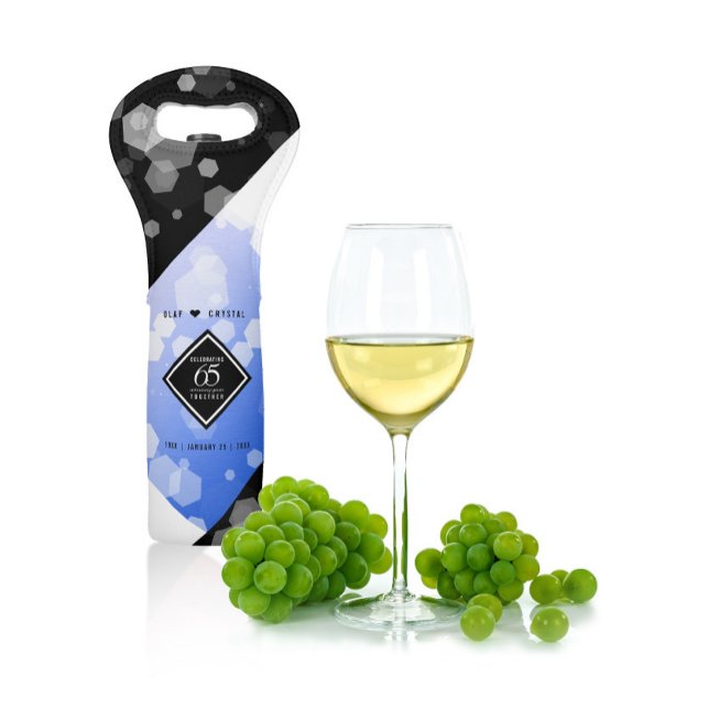 Elegant 65th Blue Sapphire Wedding Anniversary Wine Bag (Creator Uploaded)