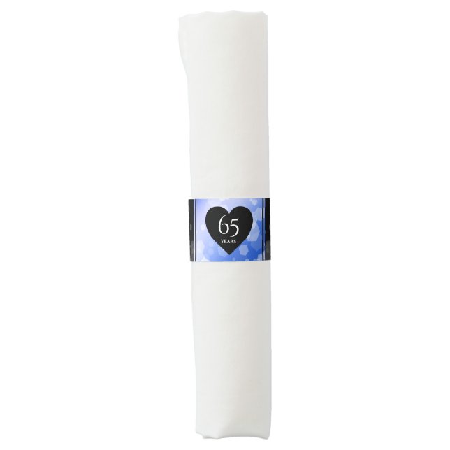 Elegant 65th Sapphire Wedding Anniversary Monogram Napkin Bands (Front)