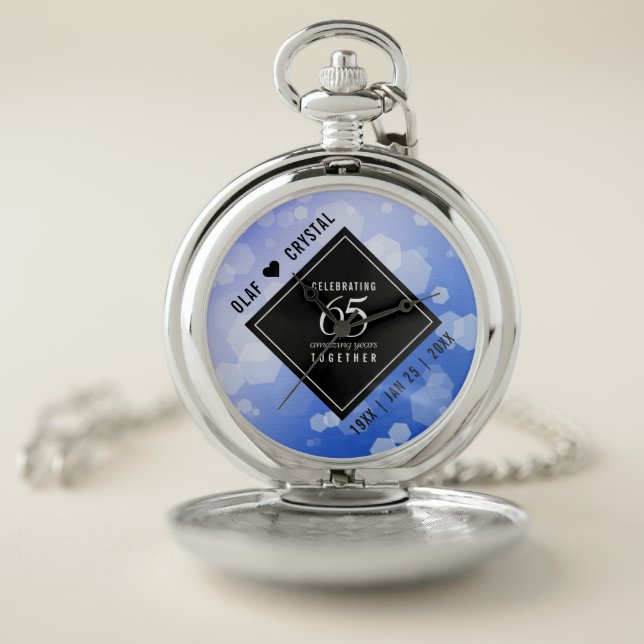 Elegant 65th Sapphire Wedding Anniversary Pocket Watch (Inside)