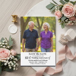 Elegant 65th Wedding Anniversary Photo Save The Date