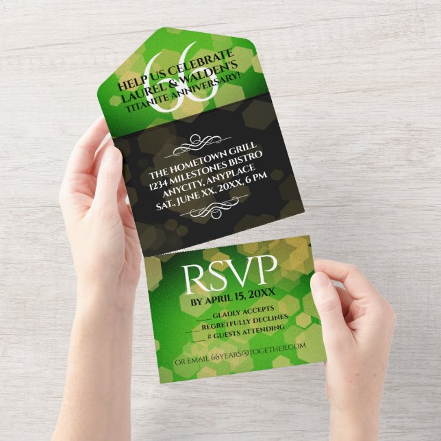 Elegant 66th Titanite Wedding Anniversary All In One Invitation (Tearaway)