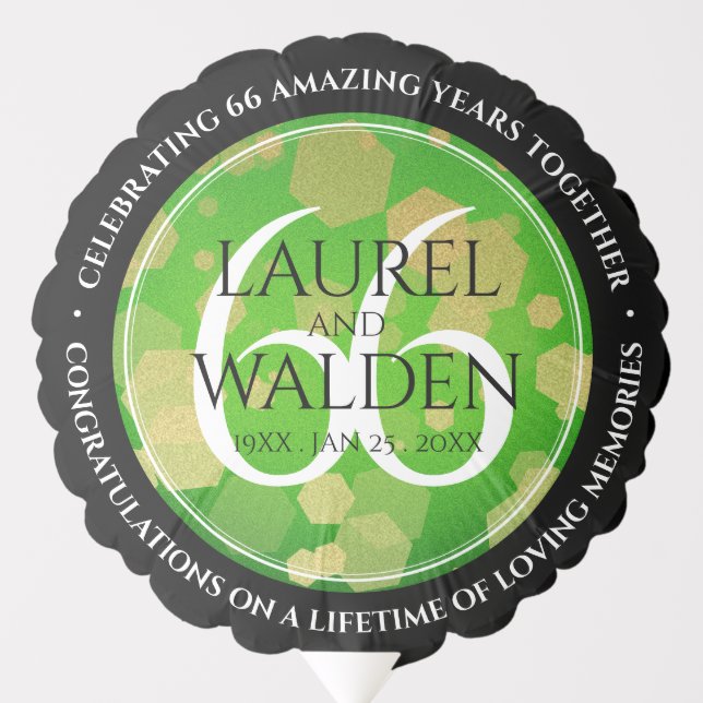 Elegant 66th Titanite Wedding Anniversary Balloon (Front)