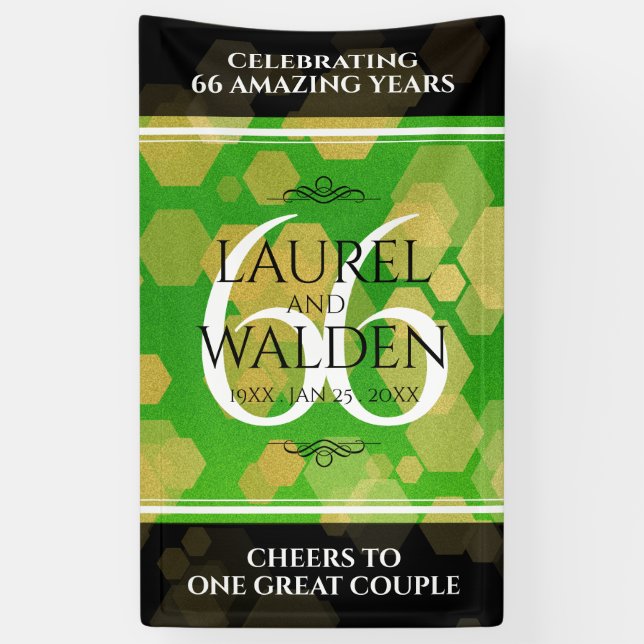 Elegant 66th Titanite Wedding Anniversary Banner (Vertical)