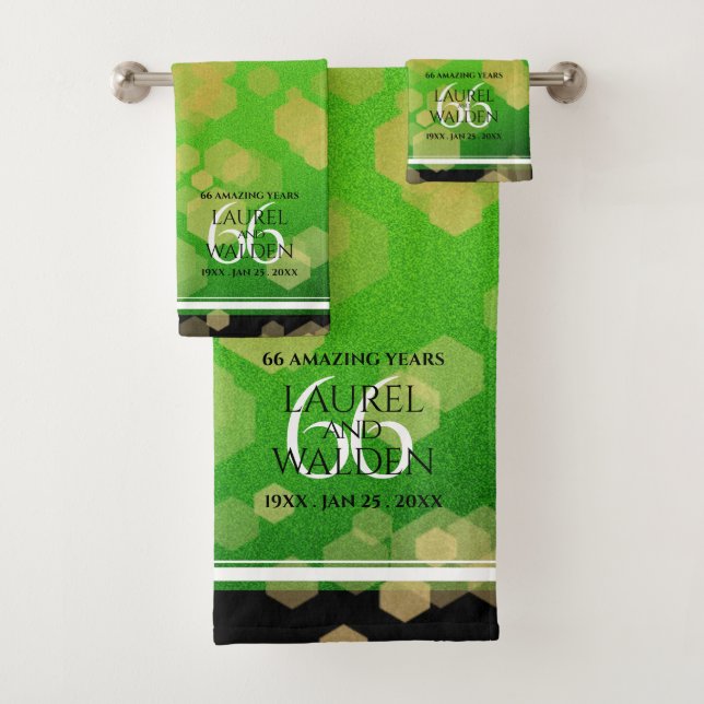 Elegant 66th Titanite Wedding Anniversary Bath Towel Set (Insitu)