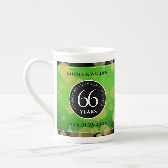 Elegant 66th Titanite Wedding Anniversary Bone China Mug (Left)