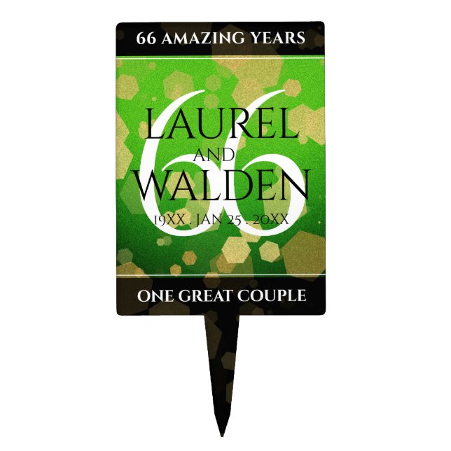 Elegant 66th Titanite Wedding Anniversary Cake Topper (Front)