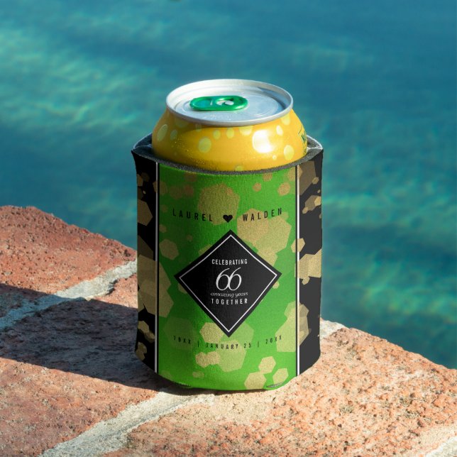 Elegant 66th Titanite Wedding Anniversary Can Cooler (In Situ Pool)