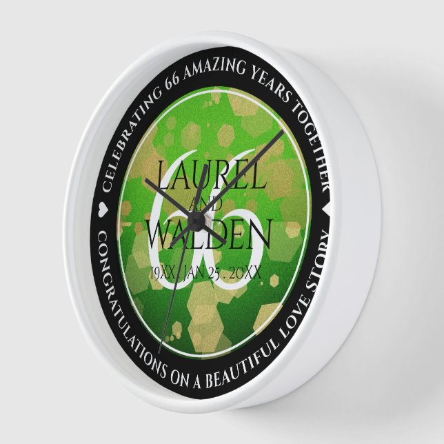 Elegant 66th Titanite Wedding Anniversary Clock (Angle)