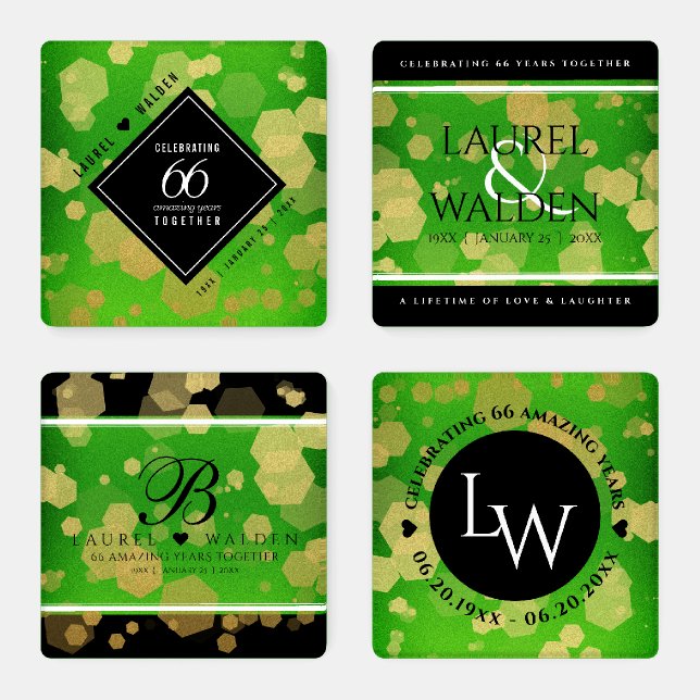 Elegant 66th Titanite Wedding Anniversary Coaster Set (Set)