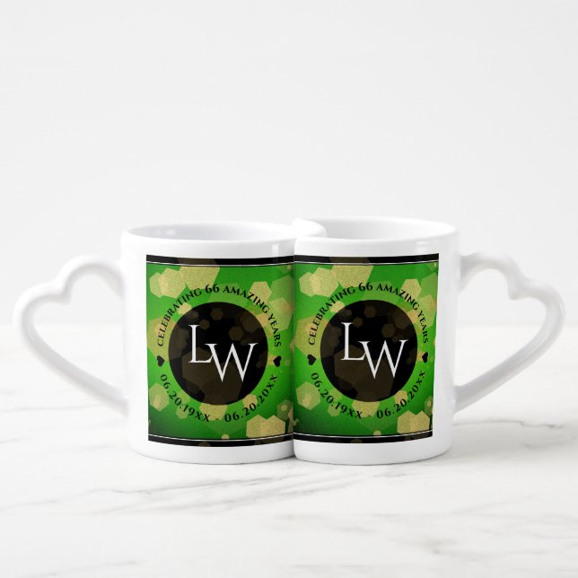 Elegant 66th Titanite Wedding Anniversary Coffee Mug Set (Front Nesting)