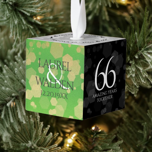 Elegant 66th Titanite Wedding Anniversary Cube Ornament (Tree)