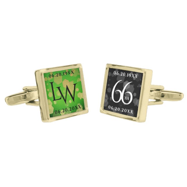 Elegant 66th Titanite Wedding Anniversary Cufflinks (Angled)