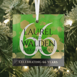 Elegant 66th Titanite Wedding Anniversary Glass Ornament