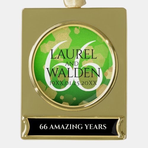 Elegant 66th Titanite Wedding Anniversary Gold Plated Banner Ornament