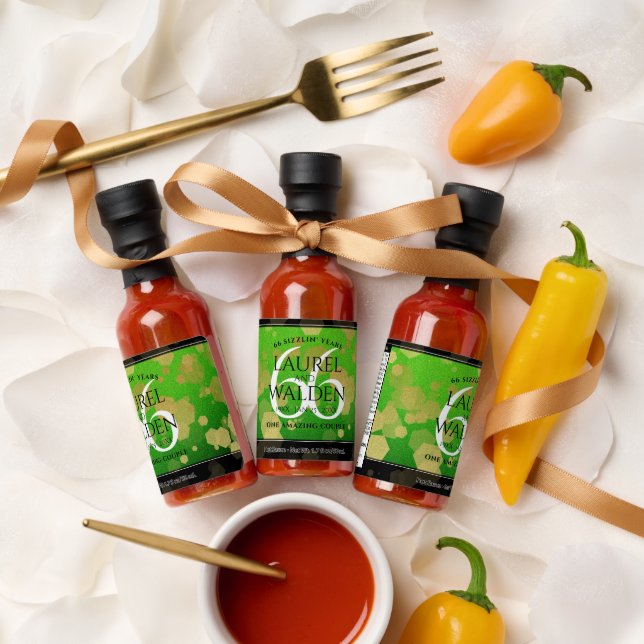 Elegant 66th Titanite Wedding Anniversary Hot Sauces (Wedding)