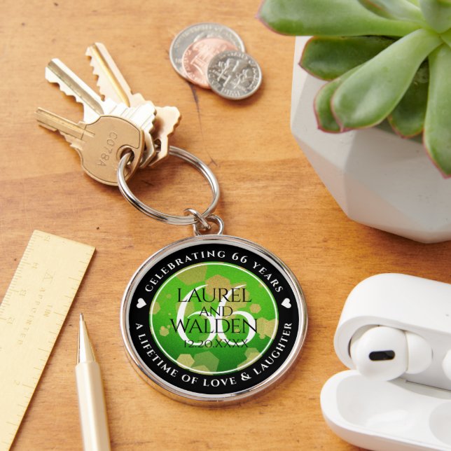 Elegant 66th Titanite Wedding Anniversary Keychain (Desk)