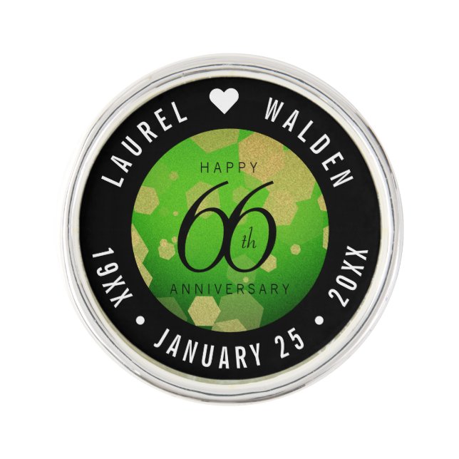 Elegant 66th Titanite Wedding Anniversary Lapel Pin (Front)