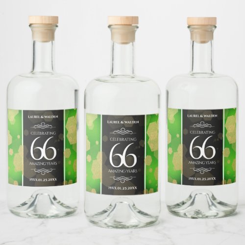 Elegant 66th Titanite Wedding Anniversary Liquor Bottle Label