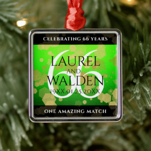 Elegant 66th Titanite Wedding Anniversary Metal Ornament