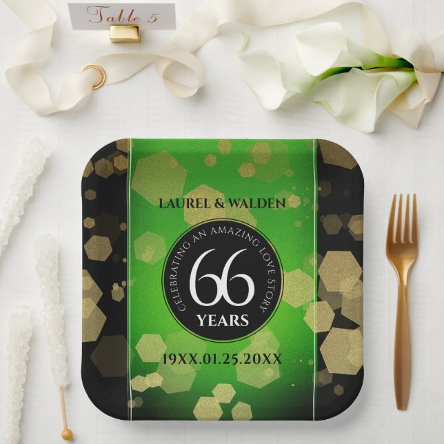 Elegant 66th Titanite Wedding Anniversary Paper Plates (Wedding)