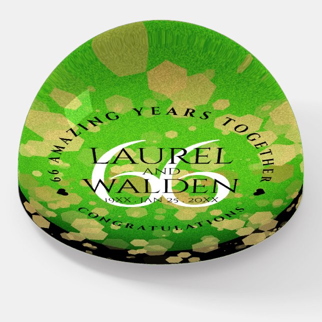 Elegant 66th Titanite Wedding Anniversary Paperweight (Angled)