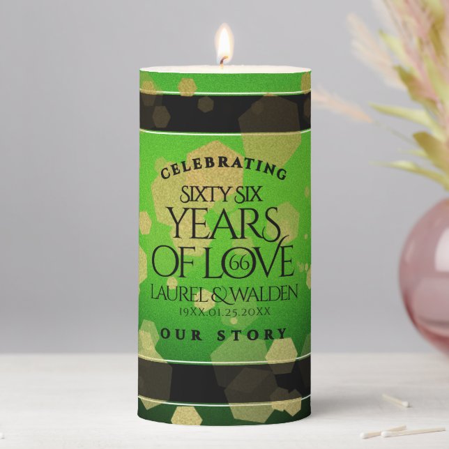 Elegant 66th Titanite Wedding Anniversary Pillar Candle (In Situ)