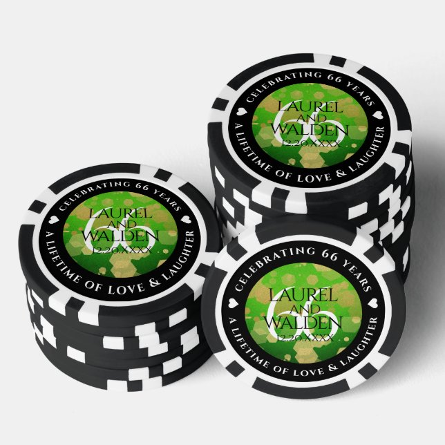 Elegant 66th Titanite Wedding Anniversary Poker Chips (Stack)