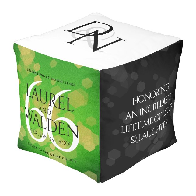 Elegant 66th Titanite Wedding Anniversary Pouf (Angled Front)