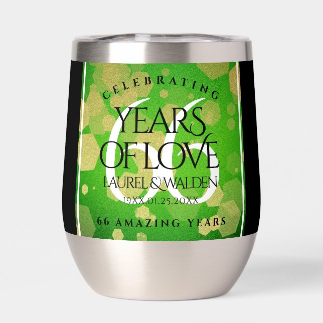Elegant 66th Titanite Wedding Anniversary Thermal Wine Tumbler (Back)