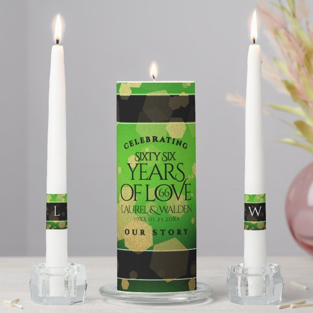 Elegant 66th Titanite Wedding Anniversary Unity Candle Set (In Situ)