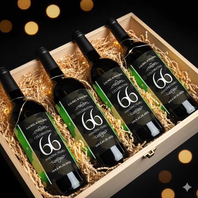 Elegant 66th Titanite Wedding Anniversary Wine Label (66th Titanite Wedding Anniversary Wine/Liquor Drink Labels Cover Photo)