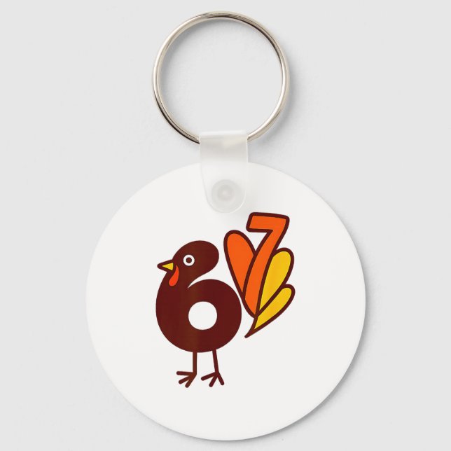 Elegant 67 Turkey Bird Six Seven Silhouette Fall S Keychain (Front)