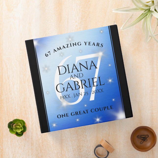Elegant 67th Star Sapphire Wedding Anniversary 3 Ring Binder (In Situ)