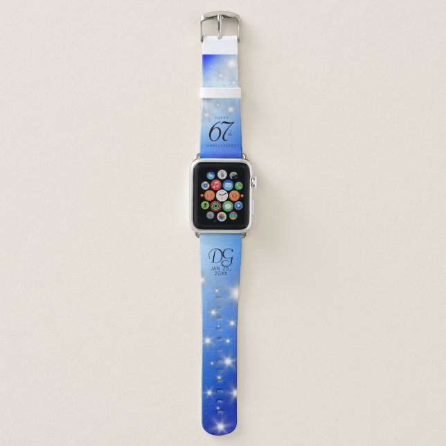 Elegant 67th Star Sapphire Wedding Anniversary Apple Watch Band (Front)