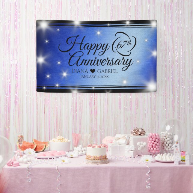 Elegant 67th Star Sapphire Wedding Anniversary Banner (Party)