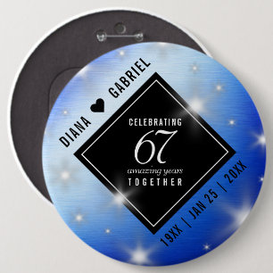 Elegant 67th Star Sapphire Wedding Anniversary Button
