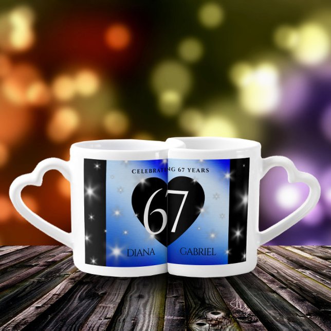 Elegant 67th Star Sapphire Wedding Anniversary Coffee Mug Set (Creator Uploaded)
