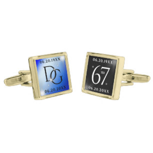 Elegant 67th Star Sapphire Wedding Anniversary Cufflinks